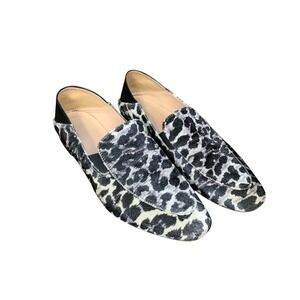 J.Crew Women's synthetic Animal Print Leather inner Slip On Loafer‎ Flat Shoes 9